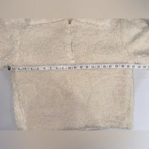 J.Crew Sherpa Soft Sherpa Half Zip Fleece Front Pockets Pull Waist Pullover - Picture 9 of 12